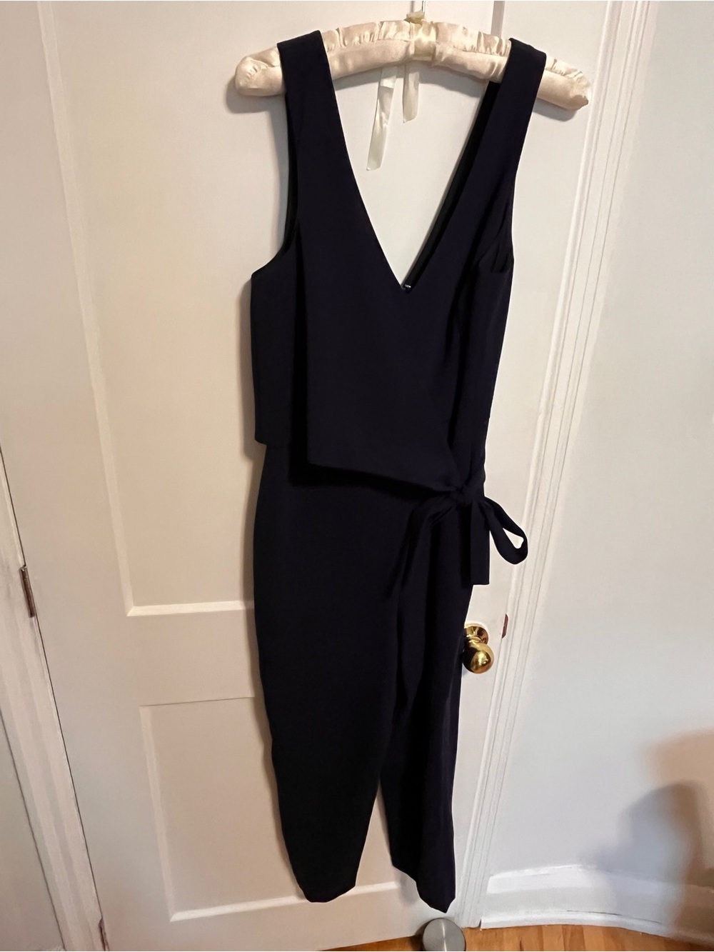 Club Monaco Navy Sleeveless V-Neck Wrap Jumpsuit